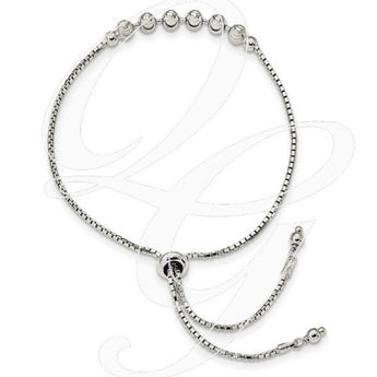 Sterling Silver Dia. Cut Adjustable Bracelet