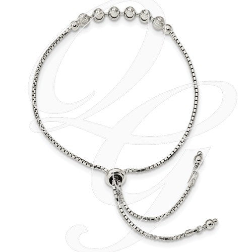 Sterling Silver Dia. Cut Adjustable Bracelet
