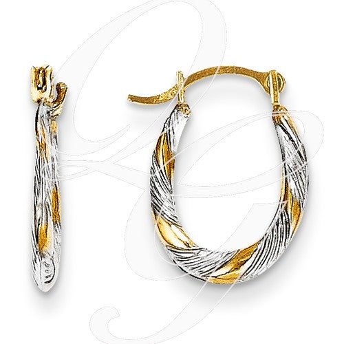 14k Madi K W/Rhodium Twist Hoop Earrings