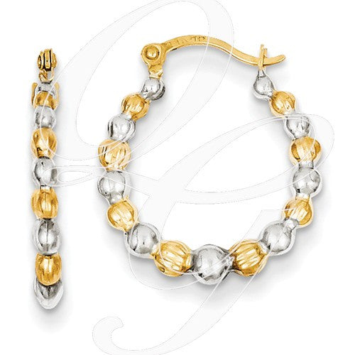 14K Madi K W/Rhodium Beaded Hoop Earrings