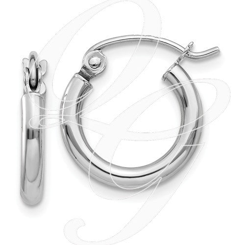 14K White Gold Lightweight Hoop Earrings