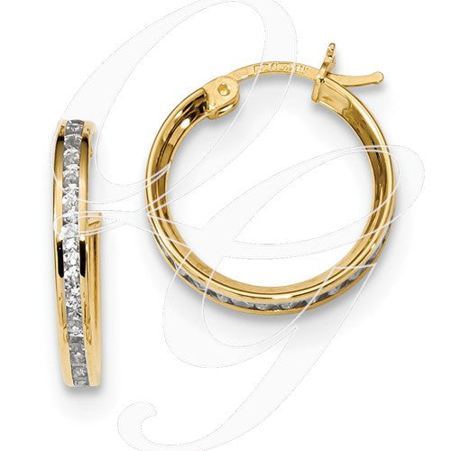 14K CZ 2.25mm Hoop Earrings