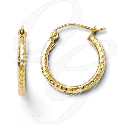 Leslies 10k Diamond-Cut Hinged Hoop Earrings