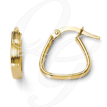 10K Polished And Textured Hoop Earrings