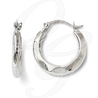 Leslies 14k White Gold Polished Hinged Hoop Earrings