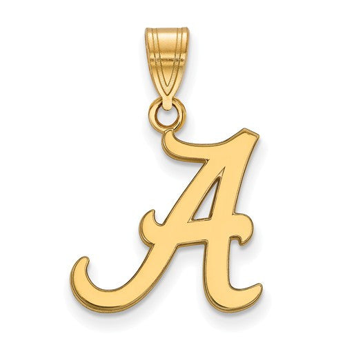 Sterling Silver w/GP LogoArt University of Alabama Medium Crest Pendant