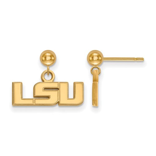 Sterling Silver w/GP LogoArt Louisiana State University Earrings Dangle Bal