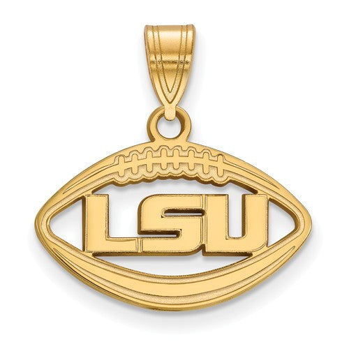 Sterling Silver w/GP LogoArt Louisiana State University Pendant in Football