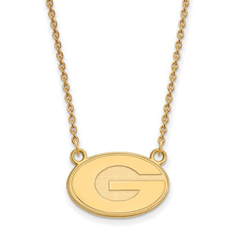 Sterling Silver w/GP LogoArt University of Georgia Small Pendant w/Necklace