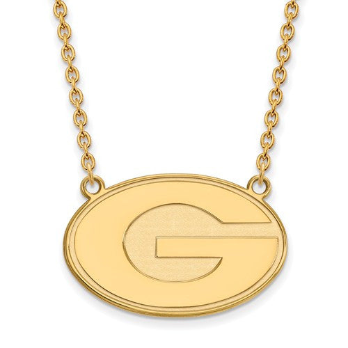 Sterling Silver w/GP LogoArt University of Georgia Large Pendant w/Necklace