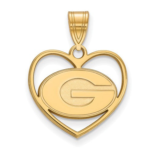 University of Georgia Sterling Silver w/GP LogoArt University of Georgia Pendant in Heart