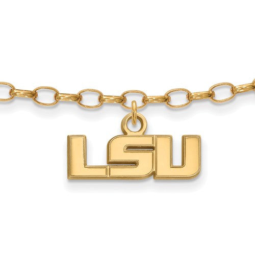 Sterling Silver w/GP LogoArt Louisiana State University Anklet