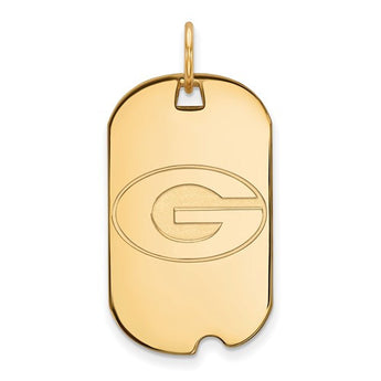 Sterling Silver w/GP LogoArt University of Georgia Small Dog Tag