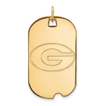Sterling Silver w/GP LogoArt University of Georgia Large Dog Tag
