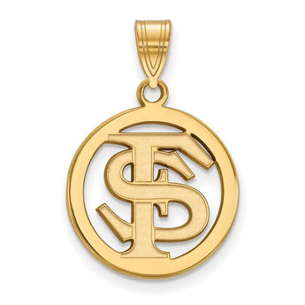 Sterling Silver w/GP LogoArt Florida State University Sm Pendant in Circle
