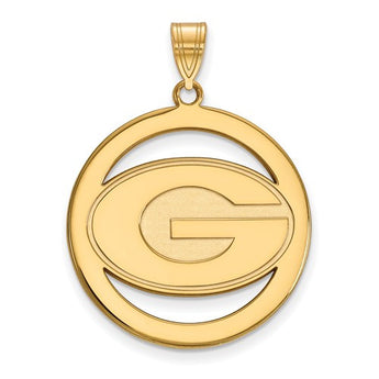 University of Georgia Sterling Silver w/GP LogoArt University of Georgia L Pendant in Circle