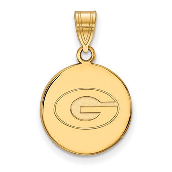 Sterling Silver w/GP LogoArt University of Georgia Medium Disc Pendant