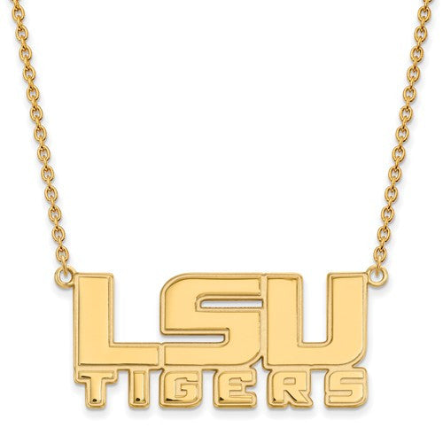 Sterling Silver w/GP LogoArt Louisiana State U Large Pendant w/Necklace