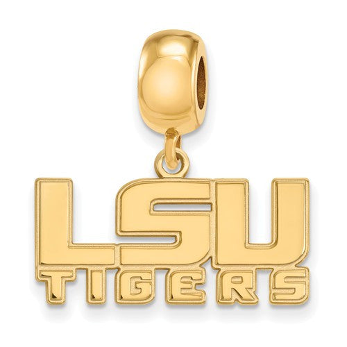 Sterling Silver w/GP LogoArt Louisiana State University Small Dangle Bead
