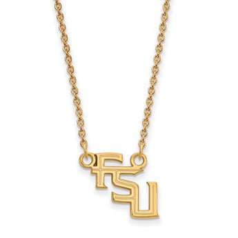 Sterling Silver w/GP LogoArt Florida State University Sm Pendant w/Necklace