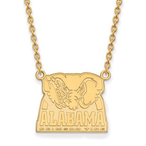 Sterling Silver w/GP LogoArt University of Alabama Large Pendant w/Necklace
