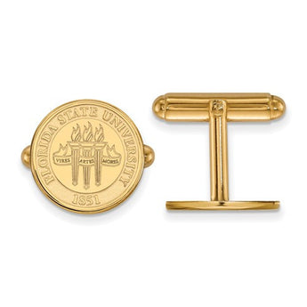 Sterling Silver w/GP LogoArt Florida State University Crest Cuff Link