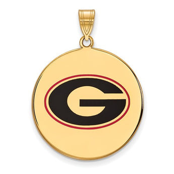 Sterling Silver w/GP LogoArt University of Georgia XL Enameled Pendant