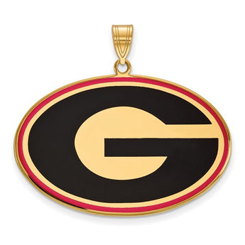 Sterling Silver w/GP LogoArt University of Georgia XL Enamel Pendant