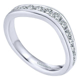 14k White Gold Contemporary Curved Anniversary Band