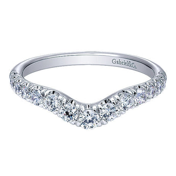 14k White Gold Contemporary Curved Anniversary Band