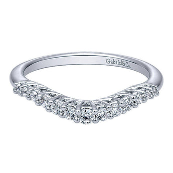 14k White Gold Contemporary Curved Anniversary Band