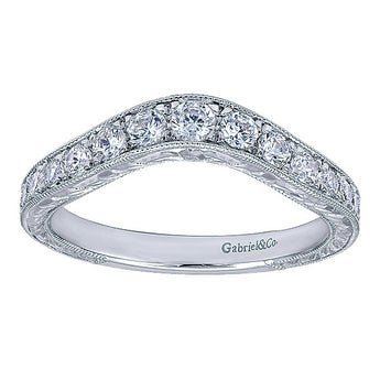 14k White Gold Victorian Curved Anniversary Band