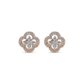 14k Pink Gold Lusso Diamond Stud