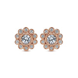 14k Pink Gold Floral Stud