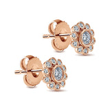 14k Pink Gold Floral Stud