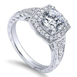 14k White Gold Victorian Semi-Mount Engagement Ring