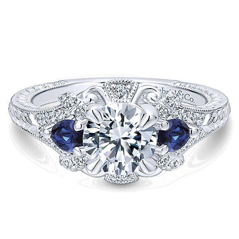 14k White Gold Empire Semi-Mount Engagement Ring