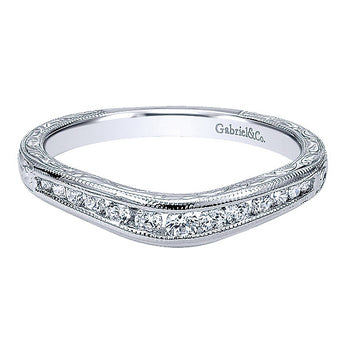14k White Gold Contemporary Curved Anniversary Band