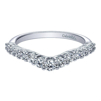 14k White Gold Contemporary Curved Anniversary Band