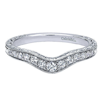 14k White Gold Victorian Curved Anniversary Band