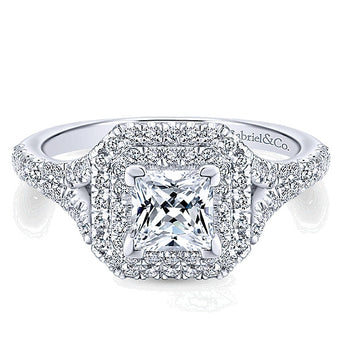 14k White Gold Rosette Semi-Mount Engagement Ring
