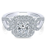 14k White Gold Rosette Semi-Mount Engagement Ring