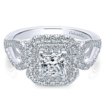 14k White Gold Rosette Semi-Mount Engagement Ring