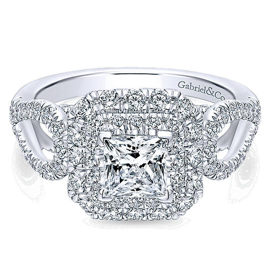 14k White Gold Rosette Semi-Mount Engagement Ring