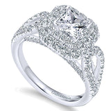14k White Gold Rosette Semi-Mount Engagement Ring