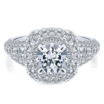 14k White Gold Rosette Semi-Mount Engagement Ring