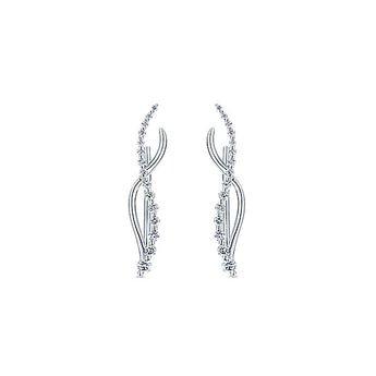 14k White Gold Comets Earcuffs