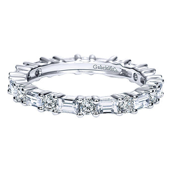 14k White Gold Contemporary Eternity Band Anniversary Band