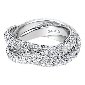 14k White Gold Contemporary Eternity Band Anniversary Band
