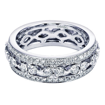 14k White Gold Contemporary Eternity Band Anniversary Band